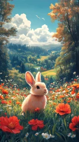 Rabbit in Vibrant Landscape
