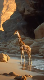 Beach Sunset with a Majestic Giraffe