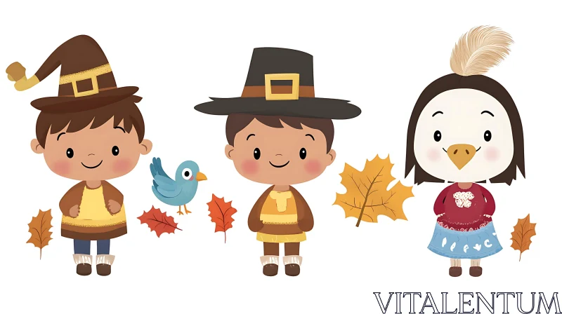 Festive Thanksgiving Cartoon Illustration