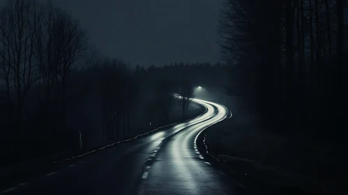 Winding Road at Night