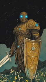 Armored Warrior with Glowing Eyes