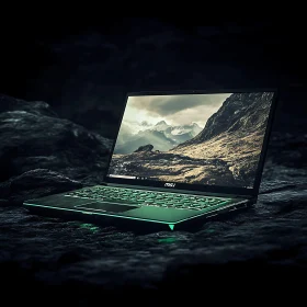 Modern Laptop Featuring Mountain Scenery