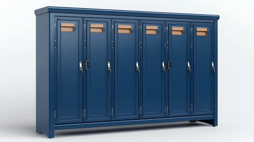 Blue Metal Lockers with Wooden Vents