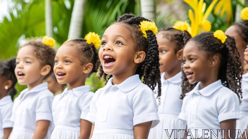Young Girls Choir with Yellow Flowers