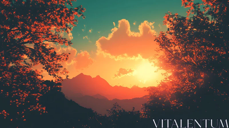 Sunset Mountain Silhouette
