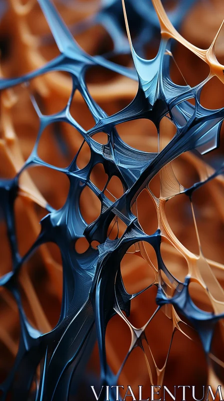 Infinity Nets Inspired Abstract Art in Blue and Orange AI Image