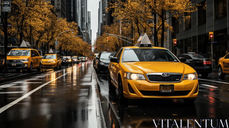 Rainy Day Taxi Commute in the City