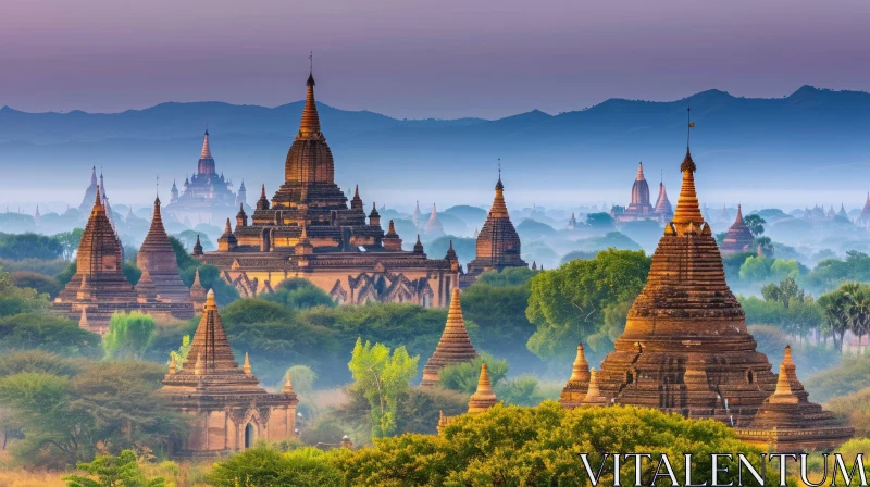 Sunrise Views of Bagan Pagodas and Ancient Monasteries | Meticulous Design AI Image