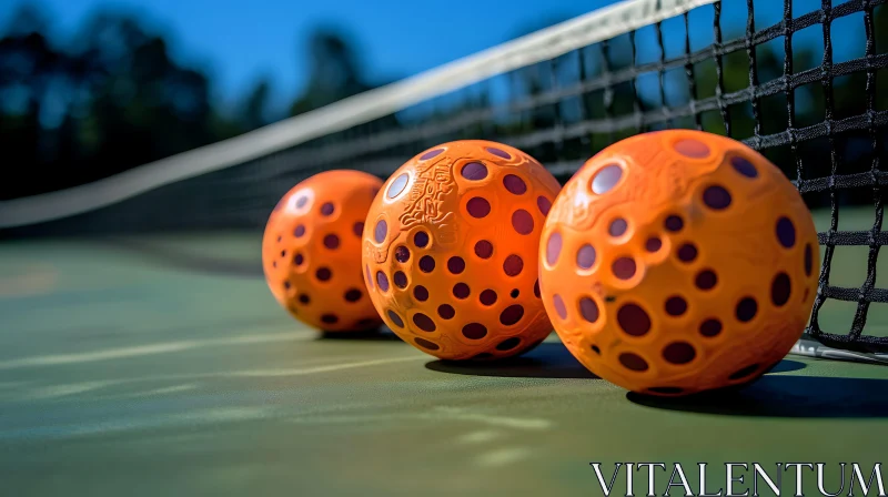 Orange Pickleballs on Green Surface AI Image