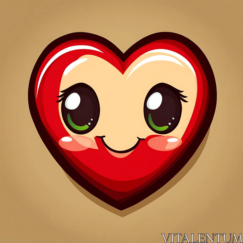 Cute Heart with Face AI Image