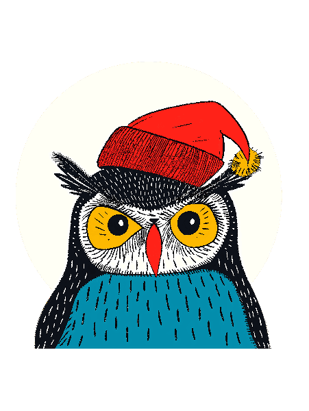 Holiday Owl T-Shirt Print POD Design