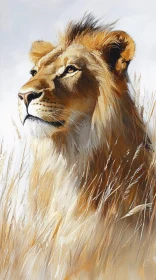Regal Lion Portrait in Oil