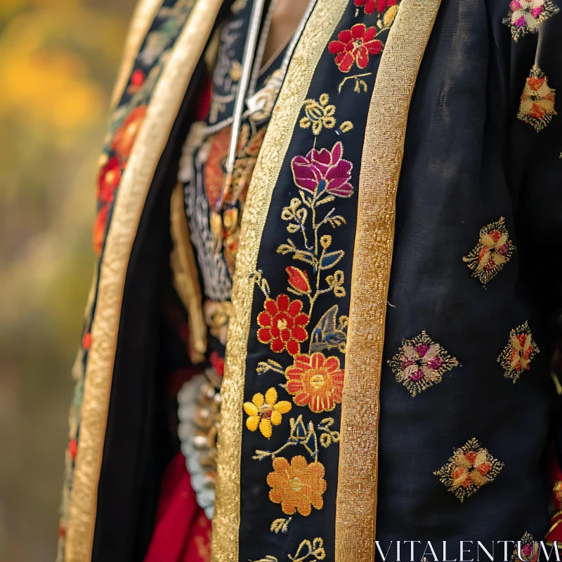 AI ART Intricate Floral Embroidery on Traditional Wear