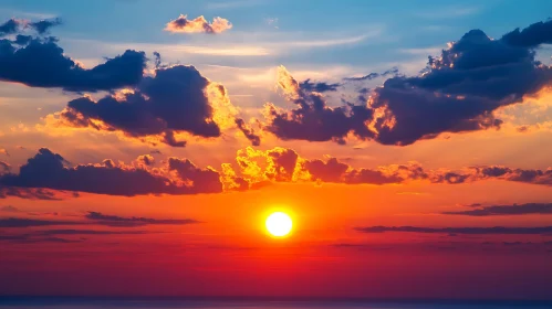 Fiery Sunset at Sea
