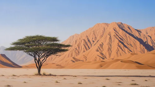 Alone Tree Amidst Desert Sands