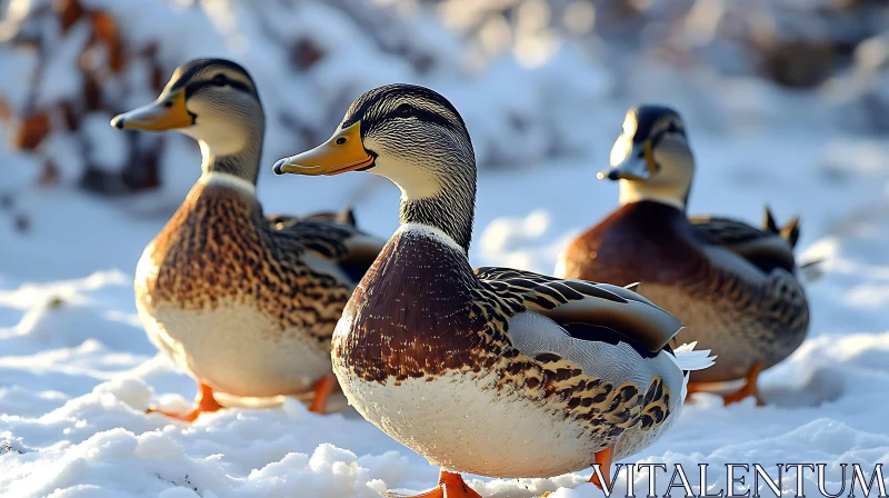 Ducks in Winter Wonderland AI Image