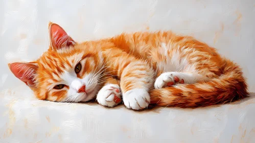 Peaceful Ginger Cat Illustration