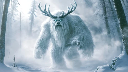 Snowy Yeti with Antlers