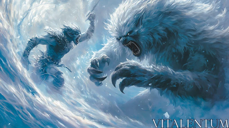 Frozen Fury: A Clash of Titans AI Image