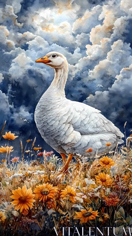 Serene Wildlife Scene with Goose AI Image