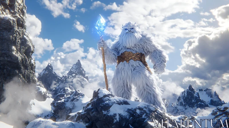 AI ART Yeti with Crystal Staff