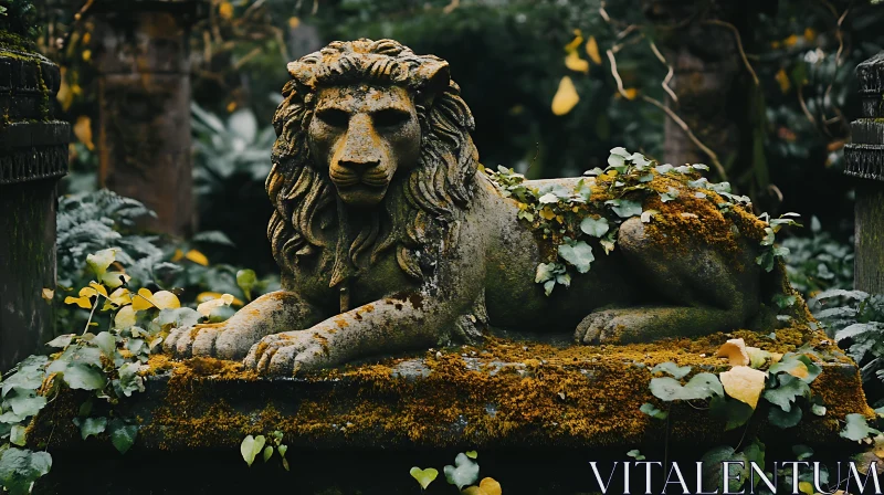 AI ART Stone Lion Sculpture