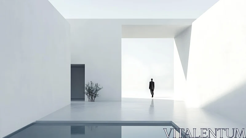 AI ART Solitary Figure in Minimalist White Space