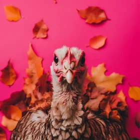 Fall Turkey Portrait on Pink