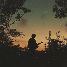 Night Music: Silhouette with Guitar