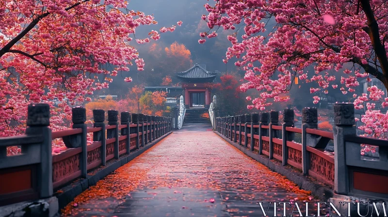 AI ART Cherry Blossom Path to Tranquility