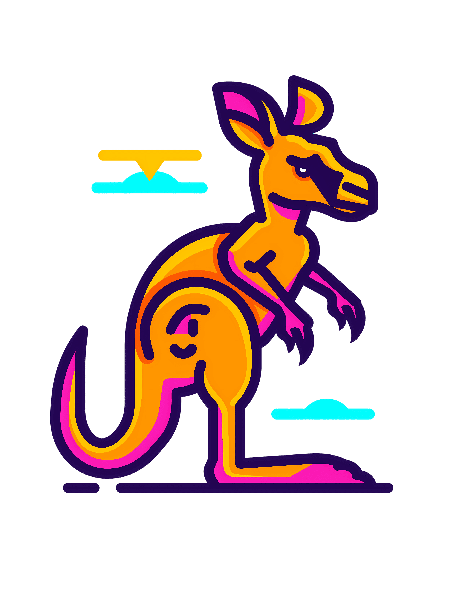 POD Design Vibrant Kangaroo Illustration for T-shirt Printing