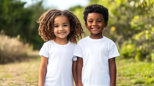 Portrait of Smiling Children in Nature