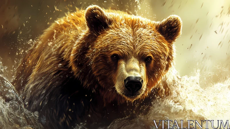 Wild Bear in Action AI Image