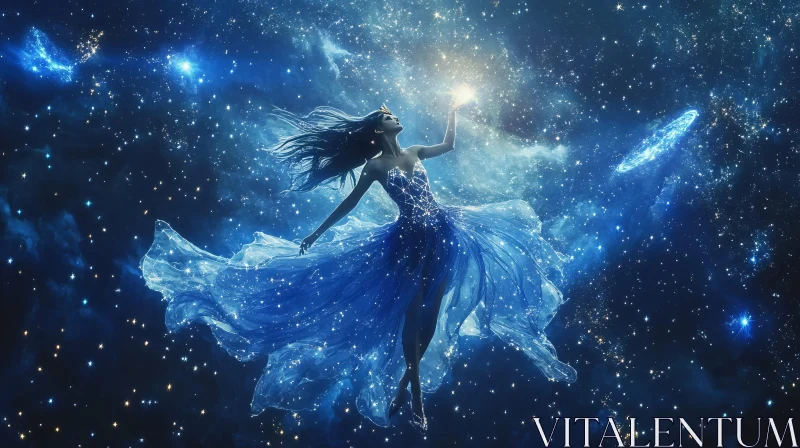 AI ART Starry Dress Reaching for Light