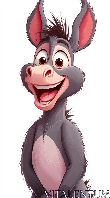 AI ART Cheerful Animated Donkey