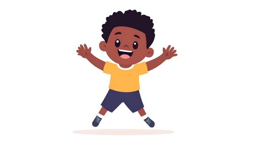 Happy Cartoon Boy Jumping