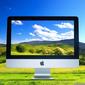 Monitor View of Serene Nature Scene