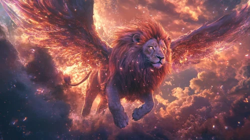 Majestic Lion with Fiery Wings