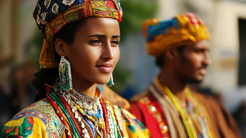 Woman in Traditional Clothing and Jewelry