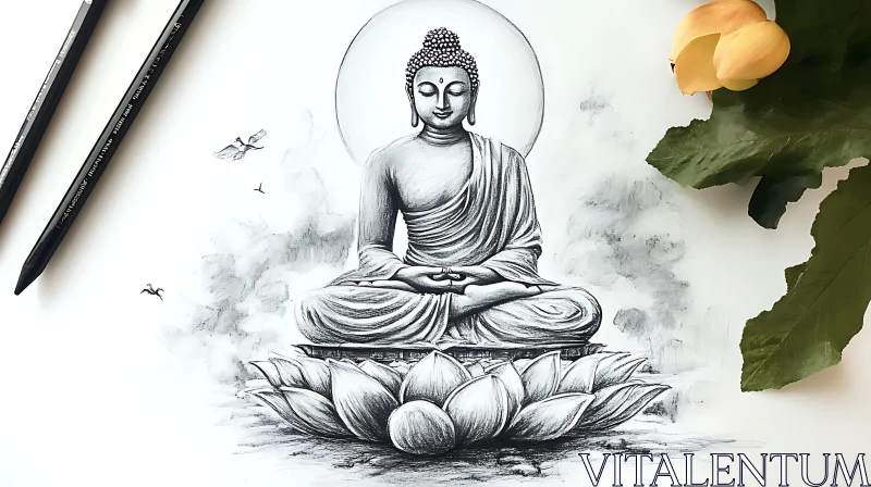 AI ART Meditative Buddha Art - Lotus Position