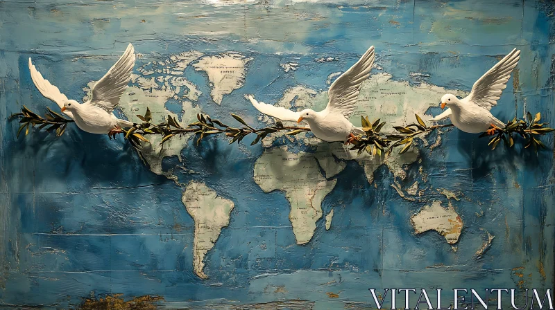 Global Harmony: Doves and Olive Branch AI Image