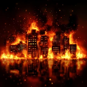 Inferno Over Urban Cityscape