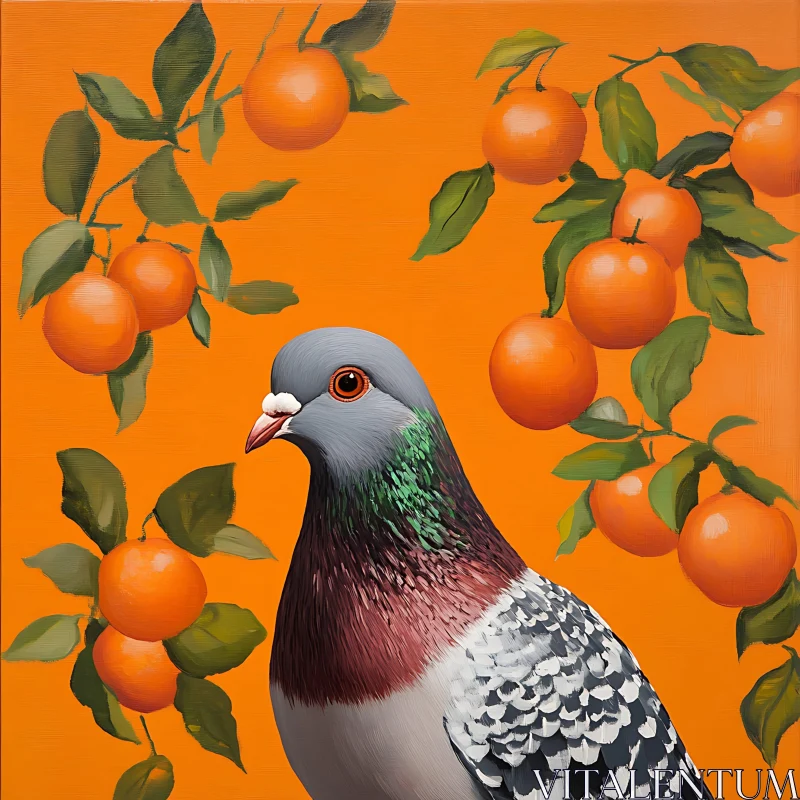 Bird and Citrus Composition AI Image