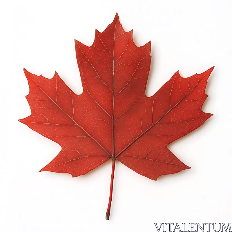 Close-Up of a Red Maple Leaf AI Image