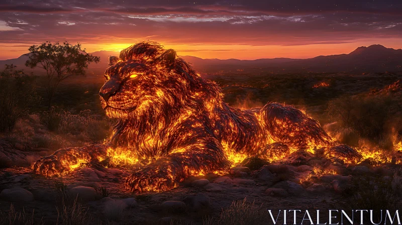 AI ART Lion Ablaze