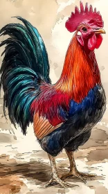 Colorful Rooster Painting