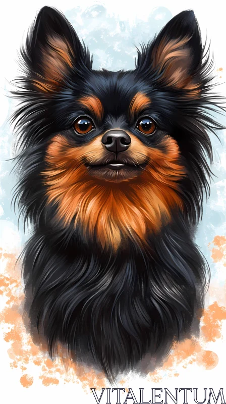 Fluffy Dog Painting Portrait AI Image