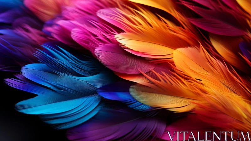 Abstract Art of Colorful Feathers on Dark Background AI Image