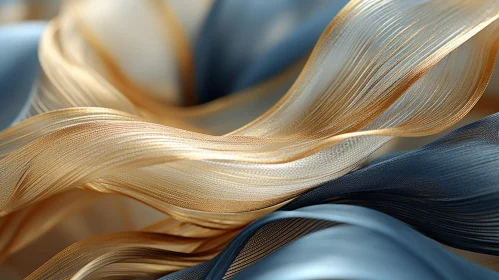 Abstract Blue and Gold Wallpaper with Detailed Feather Rendering