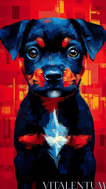 Bold Geometric Puppy Illustration AI Image